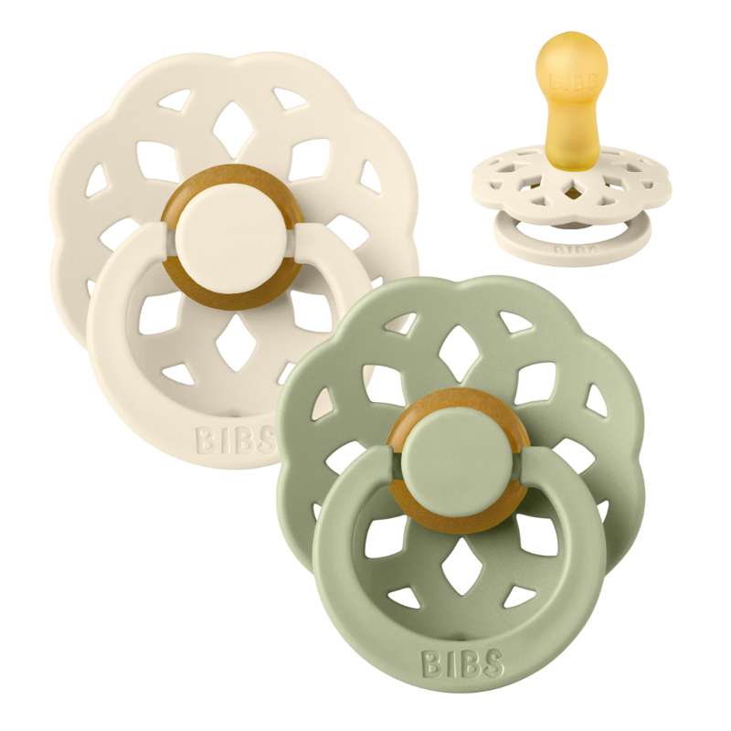 BIBS Boheme Pacifier - 2-Pack - Size 2 - Natural rubber - Ivory/Sage
