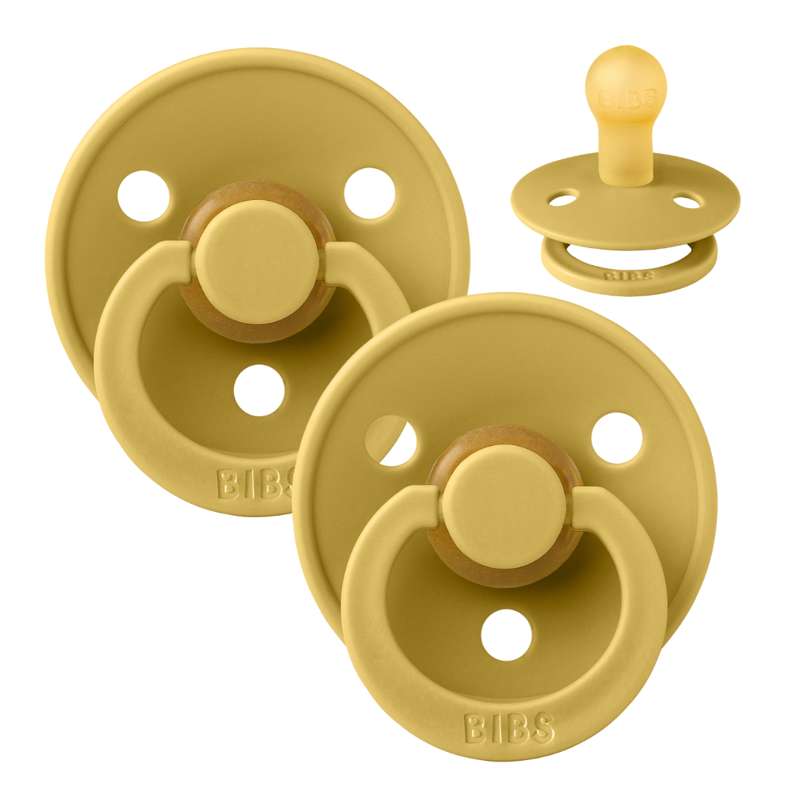 BIBS Round Colour Pacifier - 2-Pack - Size 1 - Natural rubber - Mustard/Mustard