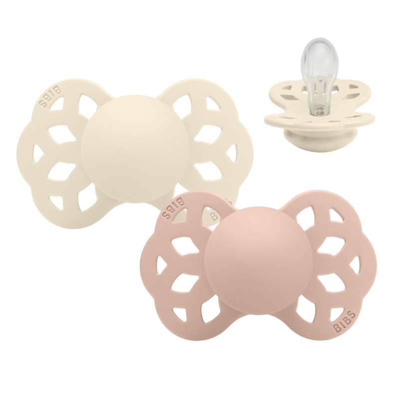 BIBS Symmetrisk Infinity Pacifier - 2-Pack - Size 1 - Silicone - Ivory/Blush