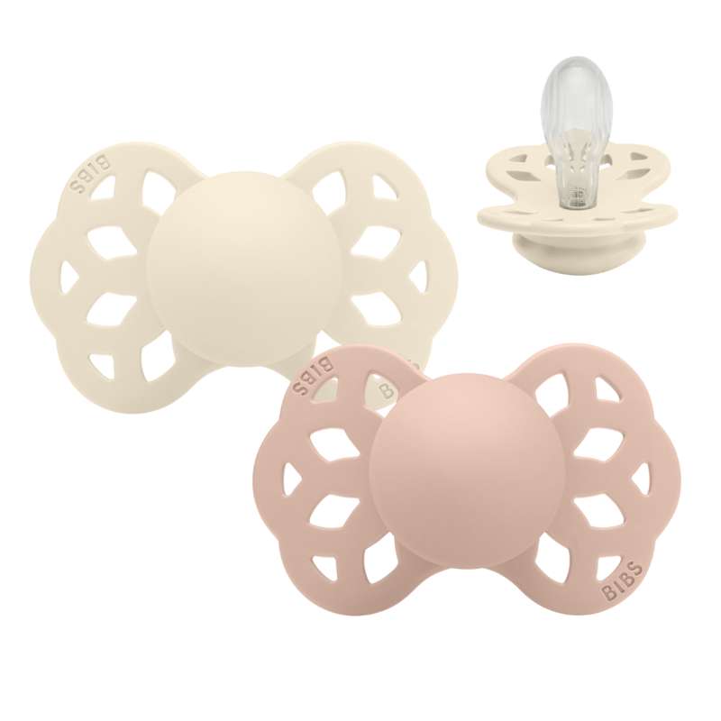 BIBS Symmetrisk Infinity Pacifier - 2-Pack - Size 2 - Silicone - Ivory/Blush