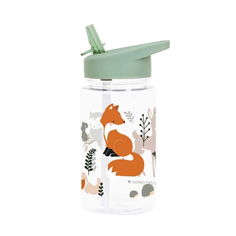 A Little Lovely Company Water Bottle - Forest Friends - Sage