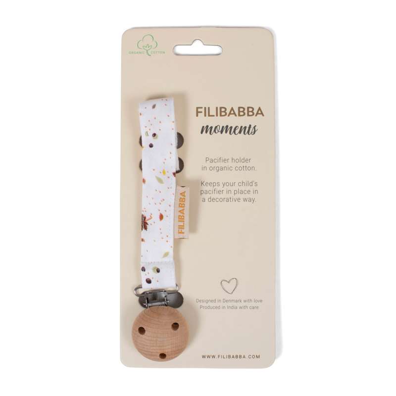 Filibabba Pacifier holder with velcro closure - Chestnuts