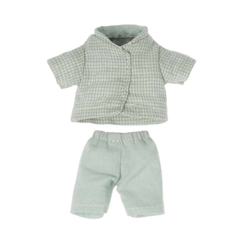Maileg Clothes for Little Brother Mouse - Blue Checkered Pajamas