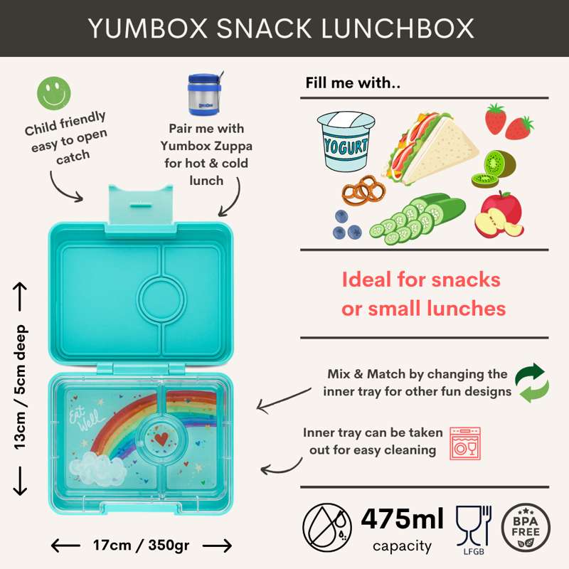 Yumbox Lunchbox - Minisnack - 3 compartments - Roar Red/Polar Bear