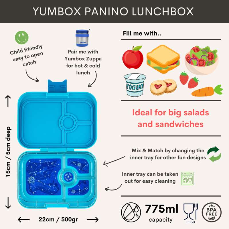 Yumbox Lunchbox - Panino - 4 compartments - Matcha Green/Race Cars