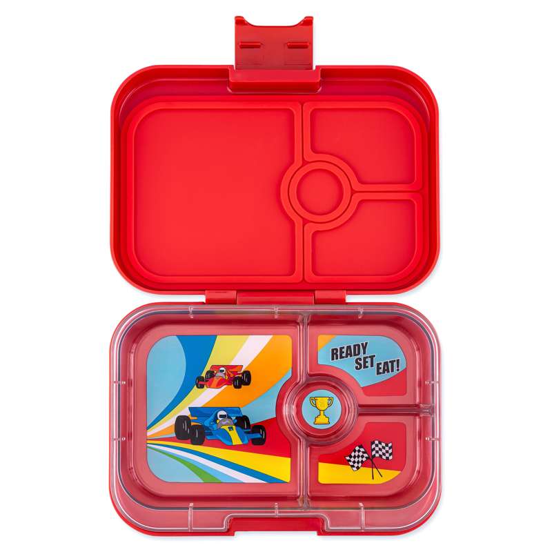 Yumbox Lunchbox - Panino - 4 compartments - Roar Red/Race Cars